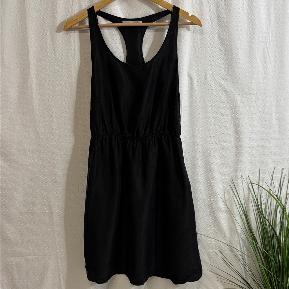 Gianfranco Ferre little black dress tank pockets racer back Silk